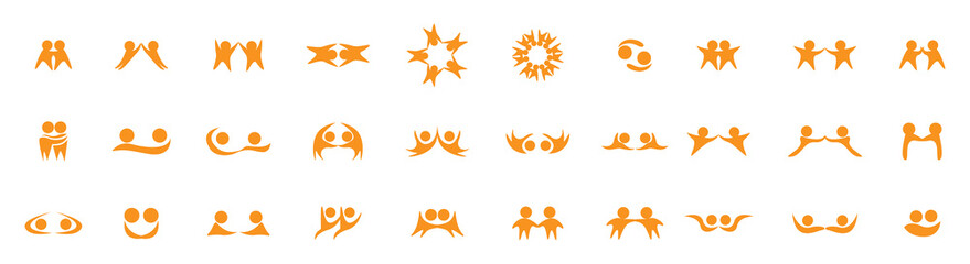 Abstract People Logo Set. Human Figure Isolated On White Background. Icons Collection For Human Success, Celebration Logo, Achievement Symbol And Activity. Different Happy People. Figure Logo, Vector
