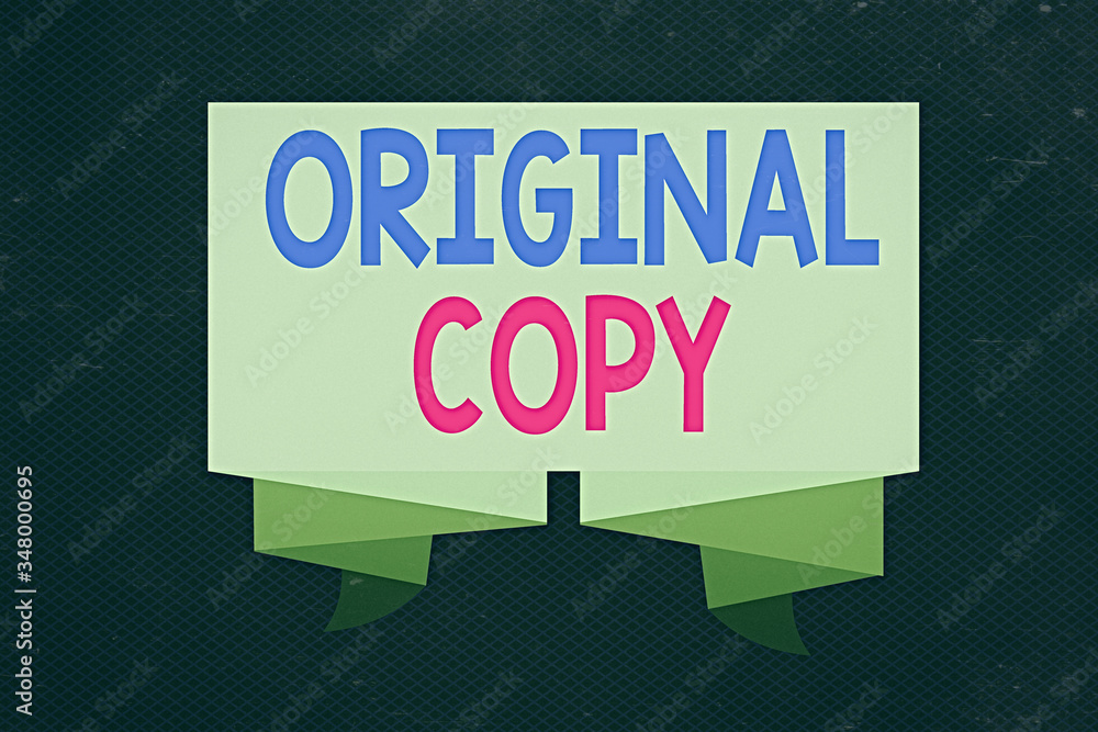 Poster writing note showing original copy. business concept for main script unprinted branded patented mast