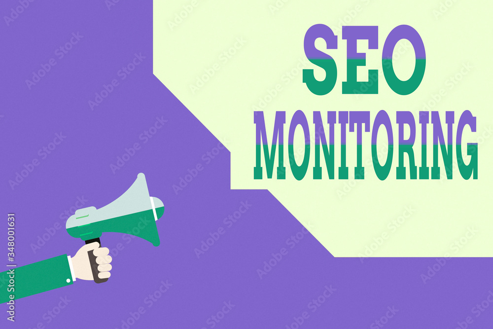 Poster handwriting text writing seo monitoring. conceptual photo tracking the progress of strategy made in 