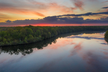 Fototapeta na wymiar Aerial Sunrise Mercer County Park 
