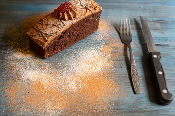 Bread, chocolate cake, coffee for a morning with a lot of happiness and enjoy with the people you love.