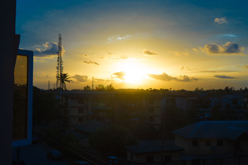 sunset in the Lagos city
