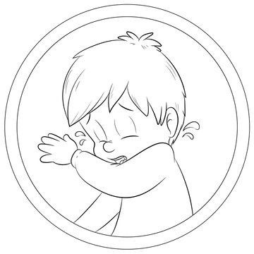 Junge niest in die Armbeuge - Vektor-Illustration
