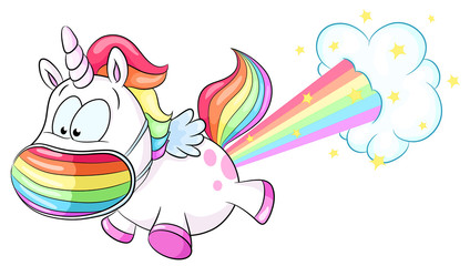 Fototapeta premium Einhorn mit Mundschutz - Vektor Illustration