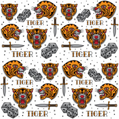 vintage tiger tattoo pattern