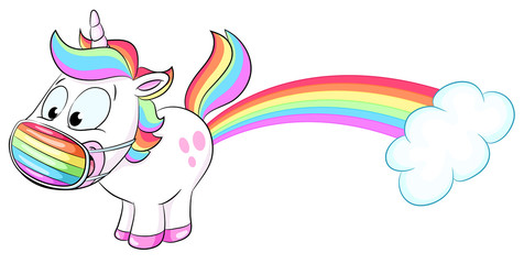 Einhorn mit Mundschutz - Vektor Illustration