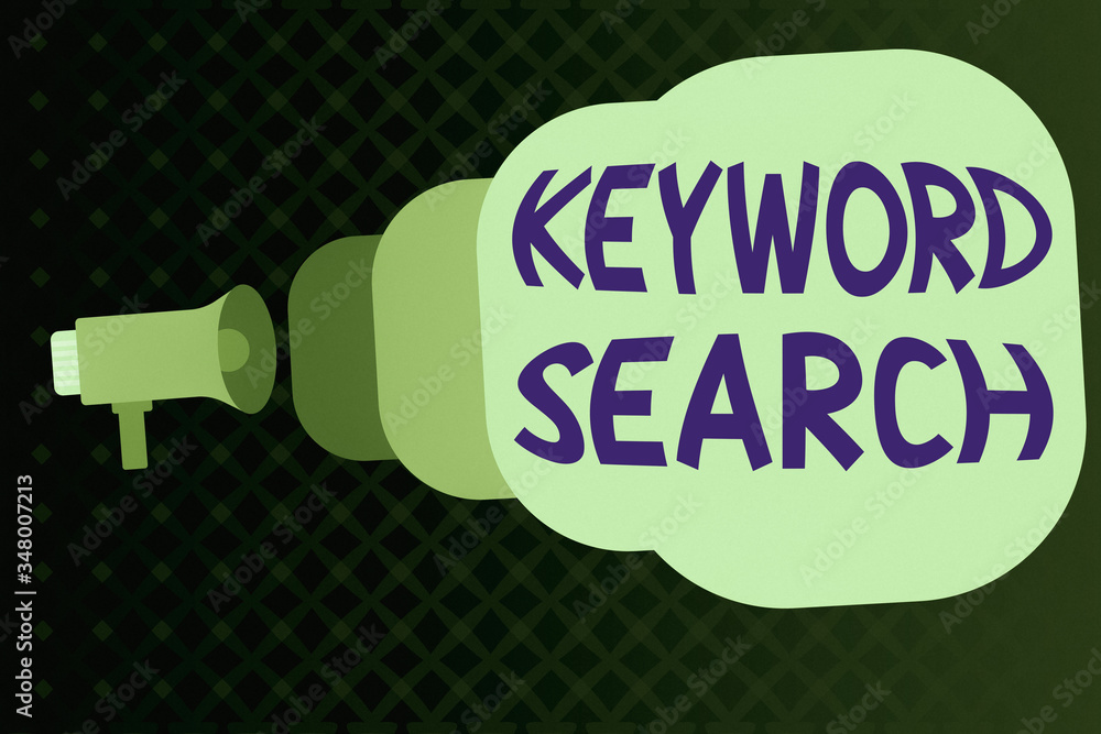 Poster writing note showing keyword search. business concept for using word or term to look correct subject