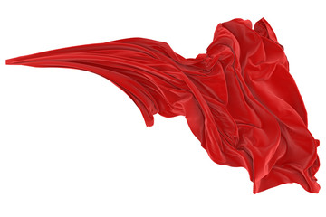 Beautiful flowing fabric of red wavy silk or satin. 3d rendering image.