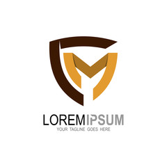 Shield logo with letter CM design template, MC, M logos