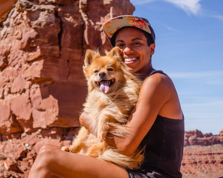 Woman with Her Dog in Nature