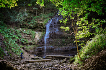 Mother and son in Tiffany Falls, Hamilton - is the Waterfall Capital of the World.
