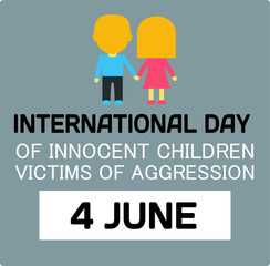  international day of innocent children victims of agression in june, vector, illustration