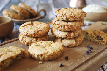 Oatmeal cookies with chocolate drops