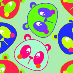 Cute Neon Panda Art Kids Pattern Seamless