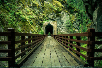 Old rail bridge in the canyon