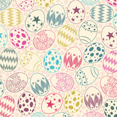 Seamless pattern on colorful Easter egg background