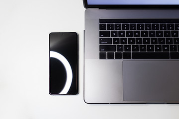laptop computer with black screen isolated on white