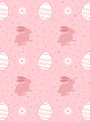 Easter eggs and rabbit of seamless pattern on pink background