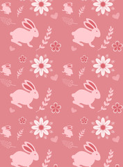 Cute seamless pattern with rabbit cartoon background