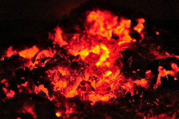 wood burning close-up macro low light color