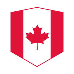 canada day, canadian flag maple leaf shield emblem flat style icon