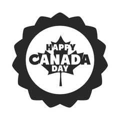 canada day, maple leaf lettering memorial celebration badge silhouette style icon