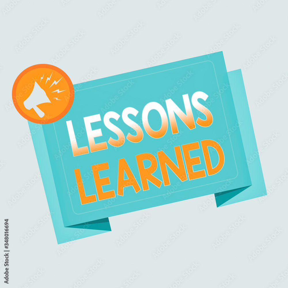 Poster text sign showing lessons learned. business photo text information reflects positive and negative ex