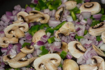 Fried mushrooms, onions and pepper