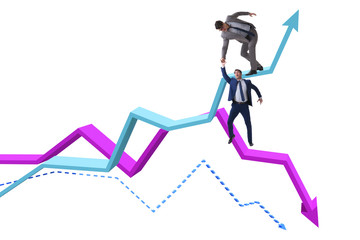 Businessman saving competitor during the crisis