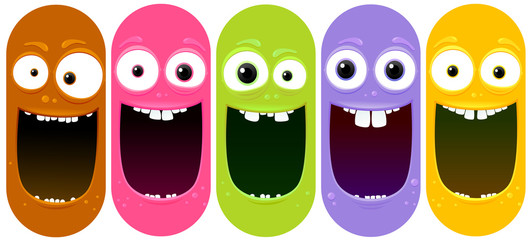 Vector illustration of cartoon funny big mouth monsters