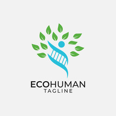 Abstract eco human tree logo design vector template