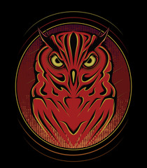 Decorative ornamental illustration owl. T shirt colorful isolated owl design