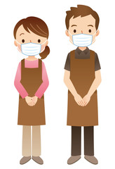 マスクをする店員　スタッフ