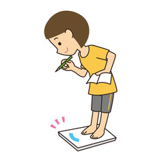 体重を記録する女性