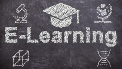 E-learning online classroom distance education training schooling - 3D illustration render