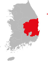 North gyeongsang province highlighted on South korea map. Business concepts and backgrounds.