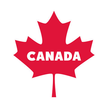 canada day, lettering in maple leaf flat style icon