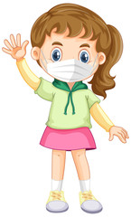 Girl cartoon character wearing mask