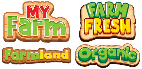 Different text design for farmland on wooden board