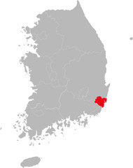 Ulsan province highlighted on South korea map. Business concepts and backgrounds.