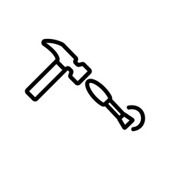 hammer in screws icon vector. hammer in screws sign. isolated contour symbol illustration