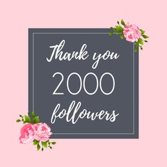 Thank you 2,000 followers social media banner, post