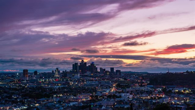 Downtown Los Angeles Day To Night Sunset Timelapse