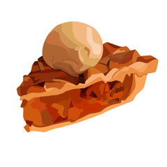 Side view of Apple Pie with Vanilla Ice Cream