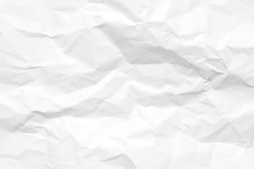 White crumpled paper texture background. Clean white paper. Top view.	