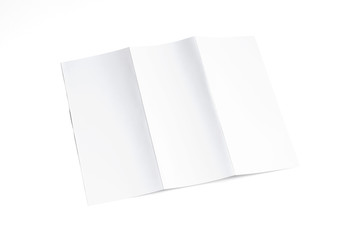 Blank closed Tri fold brochure isolated on white. illustration for your design presentation.