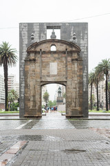 Naklejka premium Gateway of the Citadel, in Montevideo, Uruguay, a rainy day