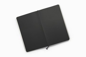 Opened sketchbook with pages isolated on white. 3d illustration.