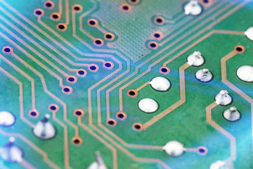 Close up of Electronic circuit board background. Computer, hardware or technology concept .