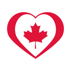 canada day, maple leaf in heart national celebration flat style icon